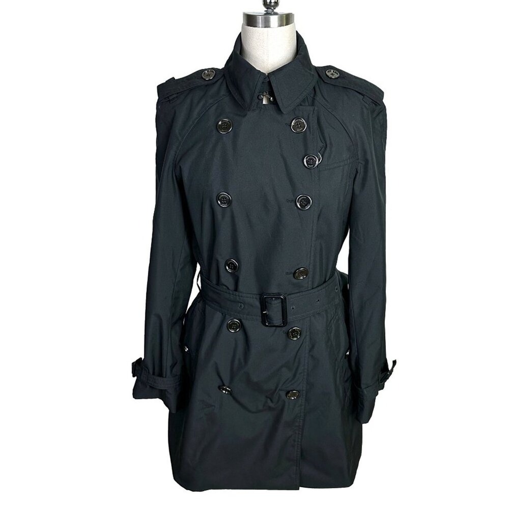 Burberry Brit Trench Coat Navy Blue Double Breasted Belted Women's Coat Size 6